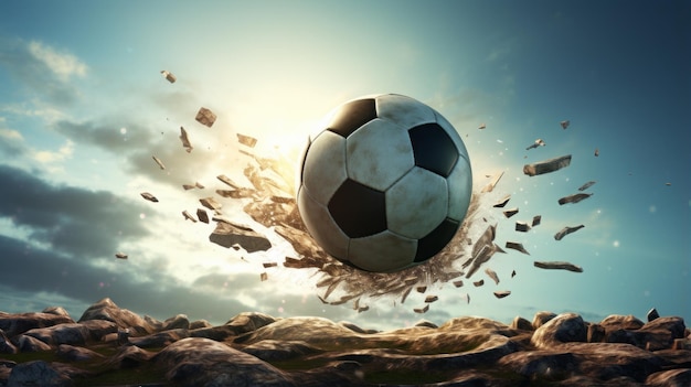 soccer ball flying