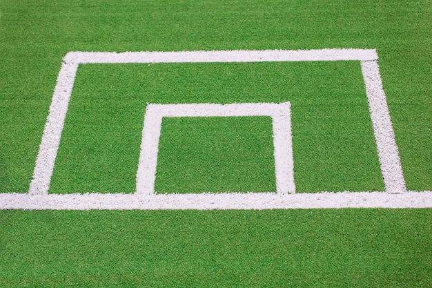 Soccer ball or football on a grass pitch