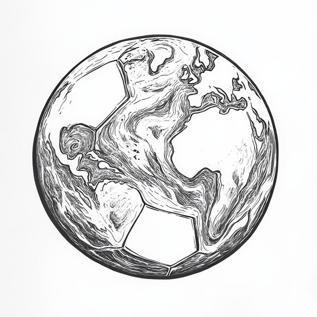 Photo soccer ball in the form of a planet on a white background
