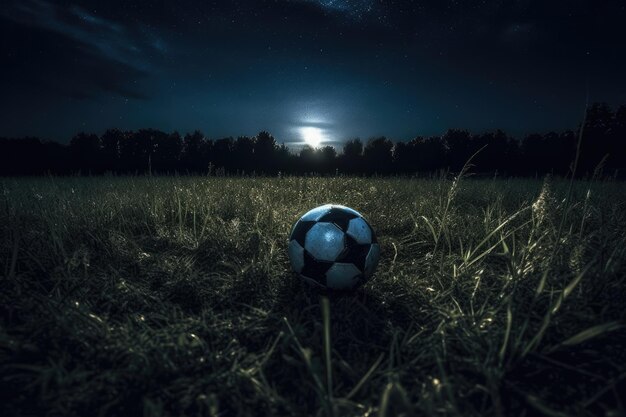 Foto pallone da calcio davanti allo stadio ia generativa