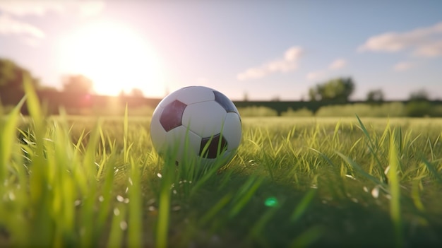 Soccer ball on grass ai generate