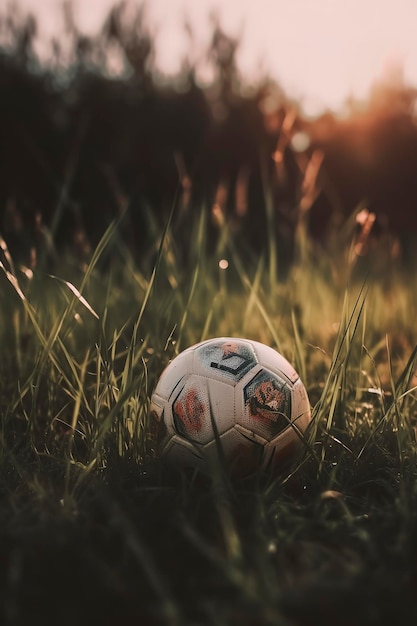 Soccer ball in the grass AI Generated