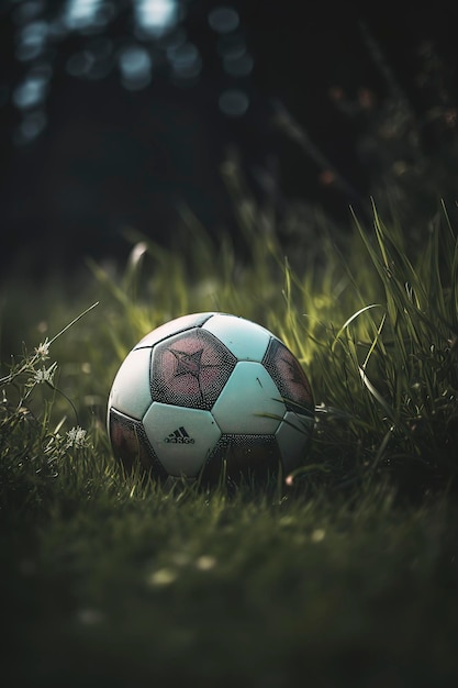 Футбольный мяч в траве сгенерирован AI