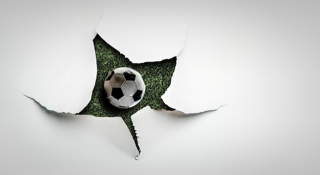 soccer ball on grass. mixed media