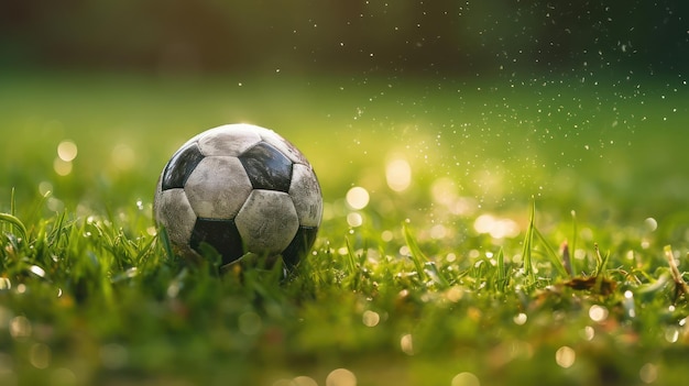 A soccer ball on the grass