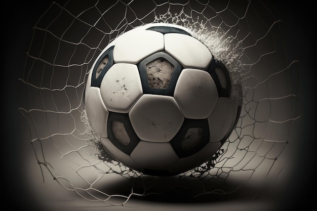 Soccer ball hits goal net Made by AIArtificial intelligence
