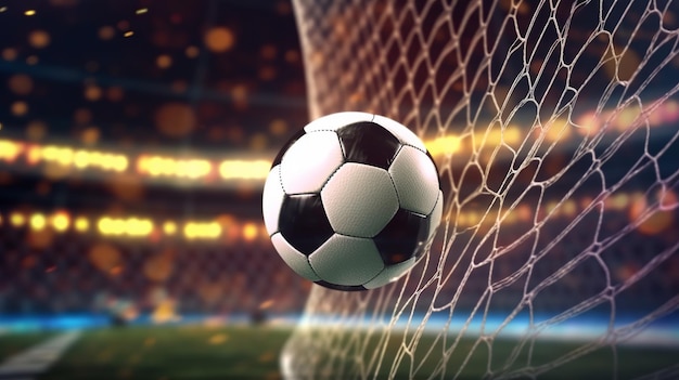 サッカー ボールがネットに入る ゴールを決めると生成 AI が向上