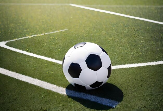 a soccer ball is on the field of a soccer field