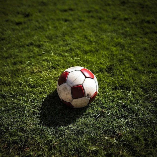 a soccer ball is on the grass in a field.