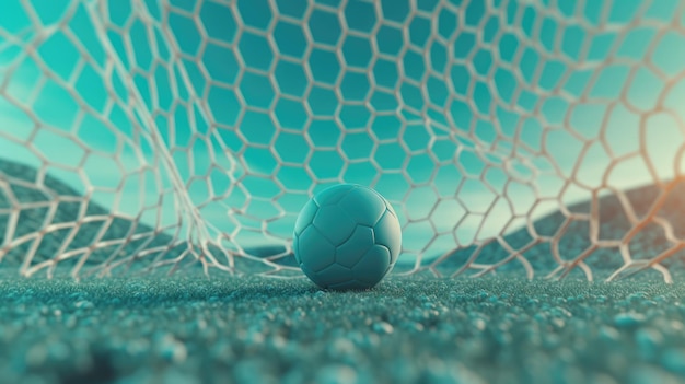 soccer ball lying in the net after a goal