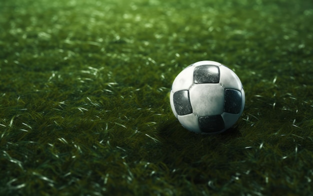 Soccer ball in middle of stadium