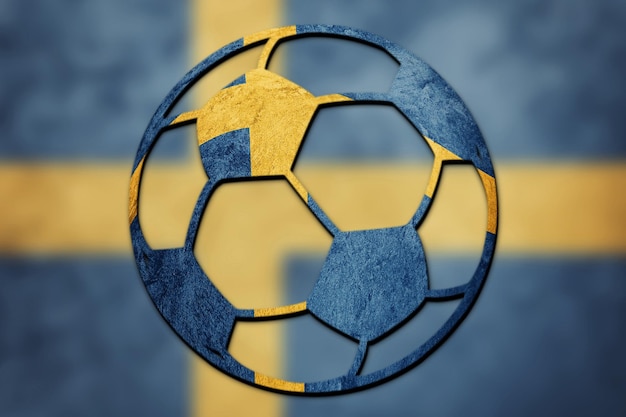 Pallone da calcio bandiera nazionale della svezia. pallone da calcio svedese.