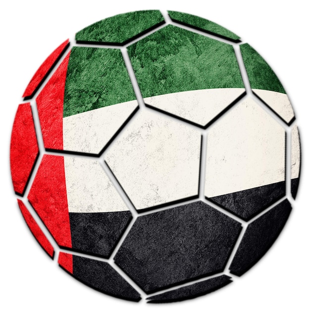 Pallone da calcio bandiera nazionale degli emirati arabi uniti. pallone da calcio degli emirati arabi uniti.