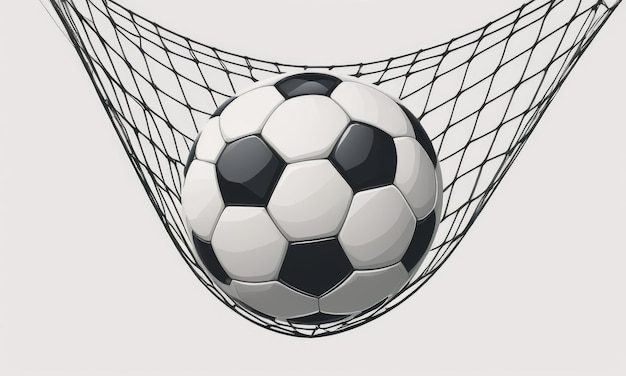 Photo a soccer ball in a net