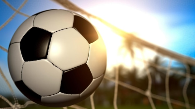 그물에 축구 공