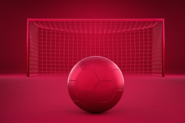 soccer ball in red background 3D illustration