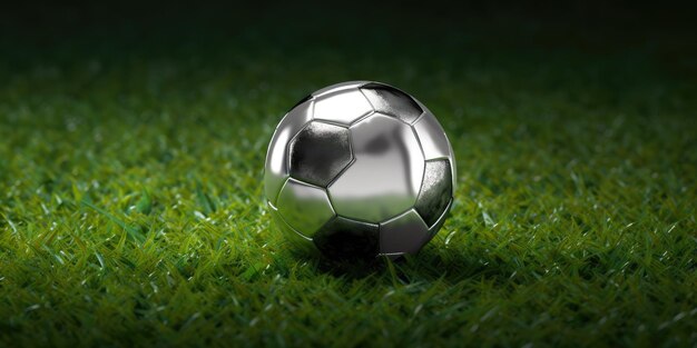 soccer ball resting on a patch of grass