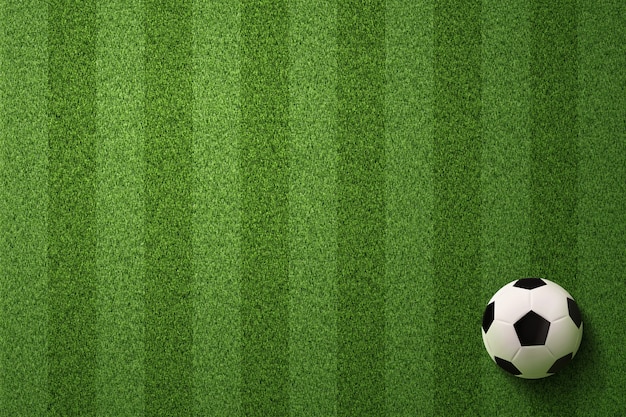 Soccer ball on soccer field background