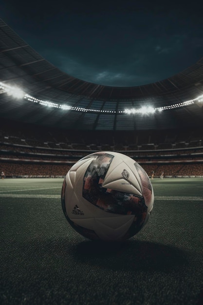 Soccer ball in the stadium AI Generated