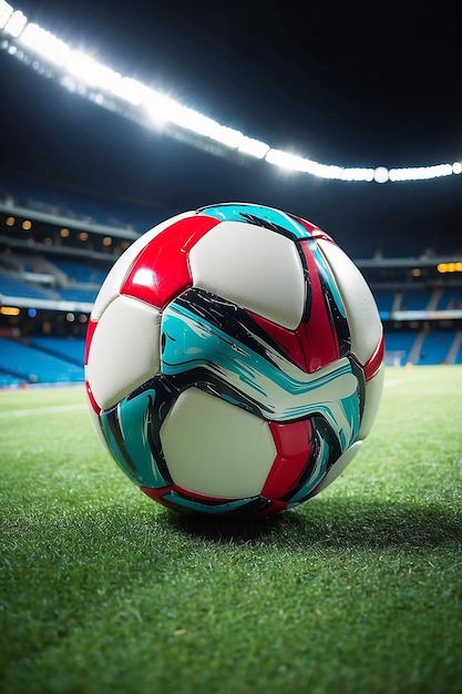 Photo soccer ball at the stadium at the game