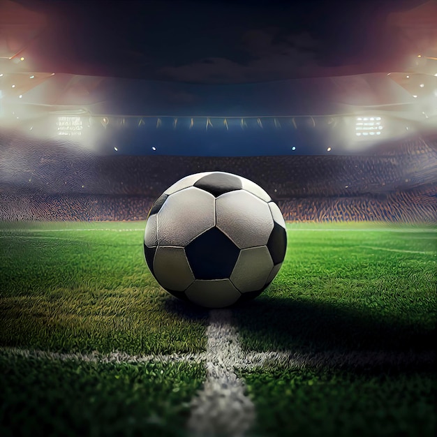 Soccer ball on the stadium's field