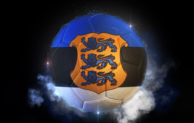 Photo soccer ball textured with flag of estonia with coat of arms