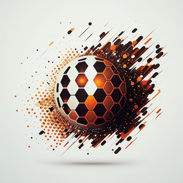 Foto un pallone da calcio con uno sfondo nero e arancione.