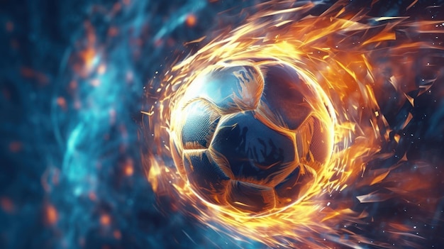 Premium Photo  A soccer player with a fireball in the background