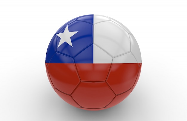 Soccer ball with Chile flag; 3d rendering