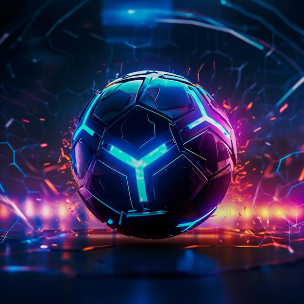 Soccer ball with lights and streak ai generated