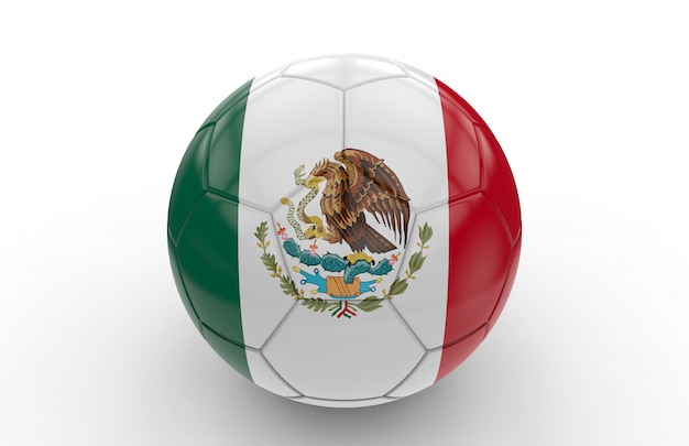 メキシコの国旗とサッカーボール