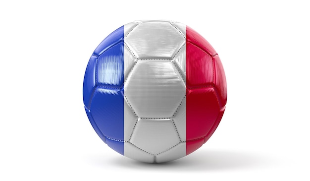 Soccer ball with national flag of France 3D illustration