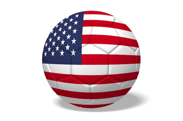 Soccer ball with national flag of USA 3D illustration