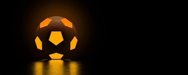 Soccer ball with orange glowing