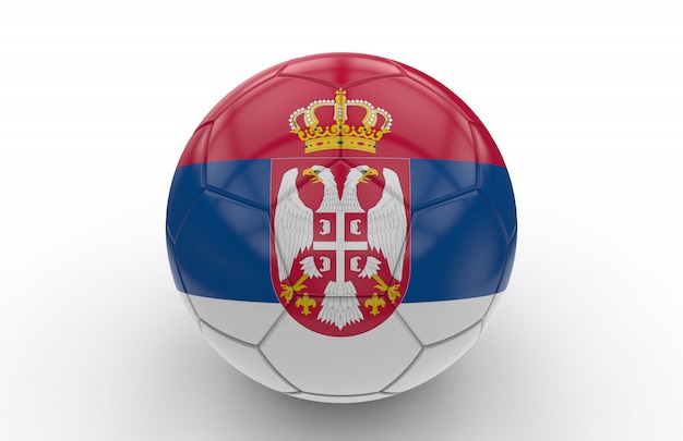 Pallone da calcio con bandiera della serbia