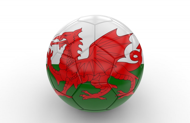 Photo soccer ball with welsh flag