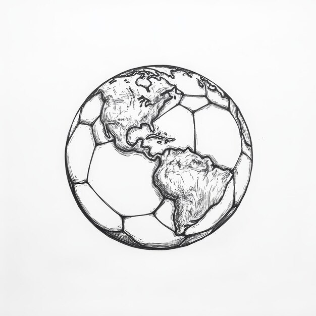 Photo soccer ball with world map on white background 3d illustration