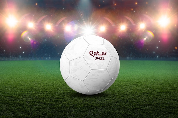 Pallone da calcio coppa del mondo qatar 2022 3d illustration