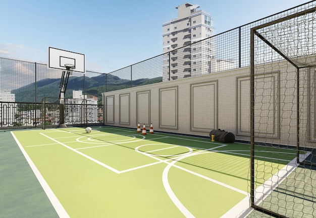 Soccer, basketball and volleyball court for homes and hotels