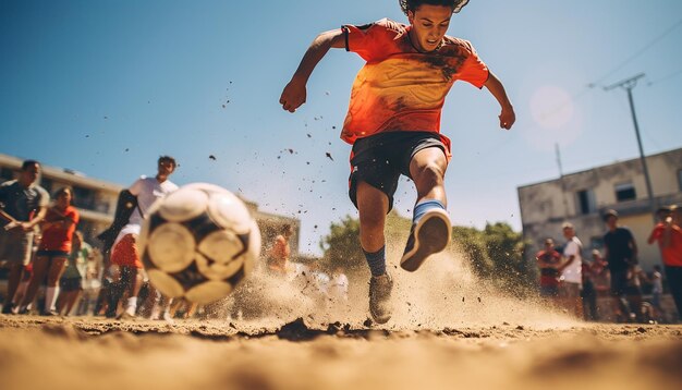 サッカーのダイナミックなポーズのプロのエディトリアル写真