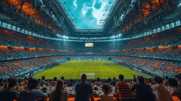 Soccer fan or football fan at cheering while winning match Generative AI