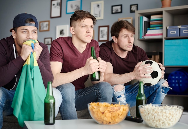 Soccer fans in the living room