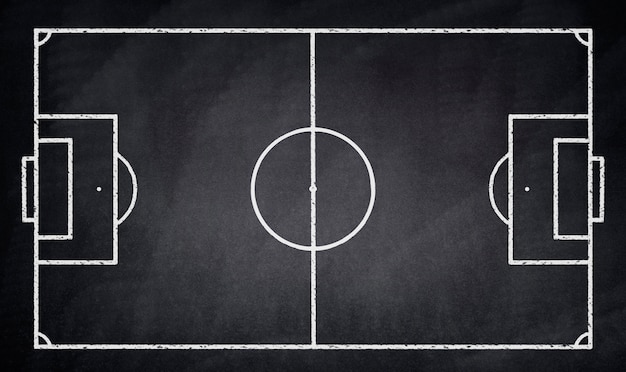 Photo soccer field drawn on a blackboard