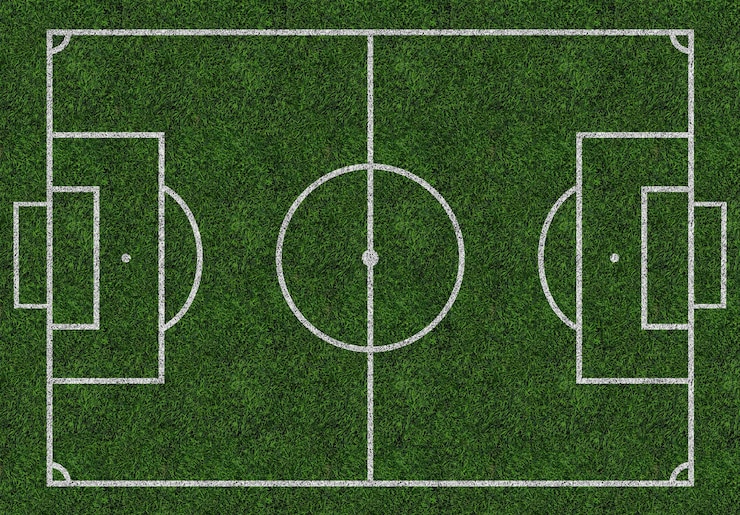Photo soccer field top view football field