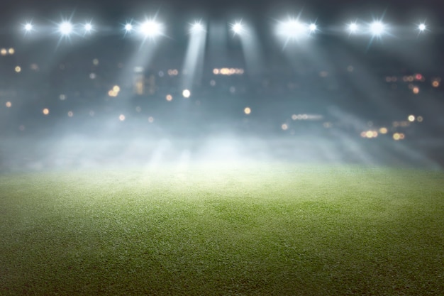 Photo soccer field with blur spotlight