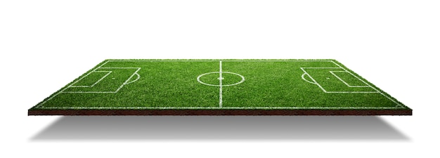 Soccer field with green grass. Sport lawn background