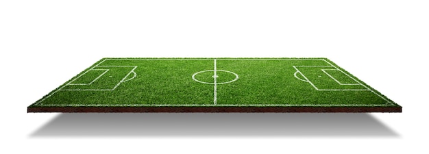 Soccer field with green grass. Sport lawn background