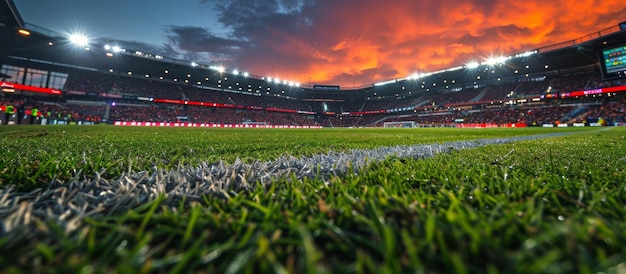 Soccer Field With Stadium in the Background