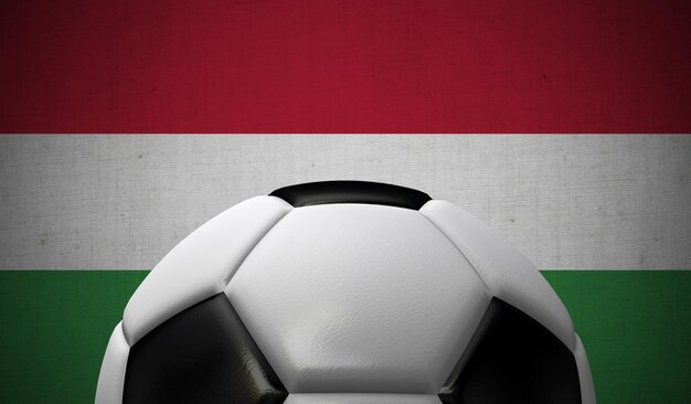 Photo soccer football against a hungary flag background 3d rendering