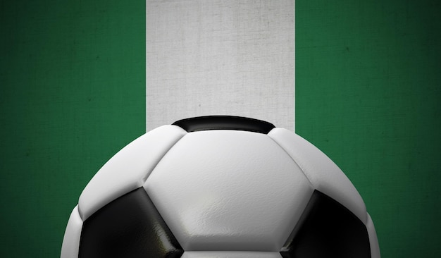 Soccer football against a Nigeria flag background 3D Rendering